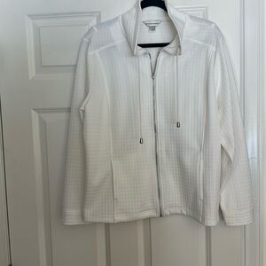 Christopher & Banks White Utility Jacket with Full-Length Zipper